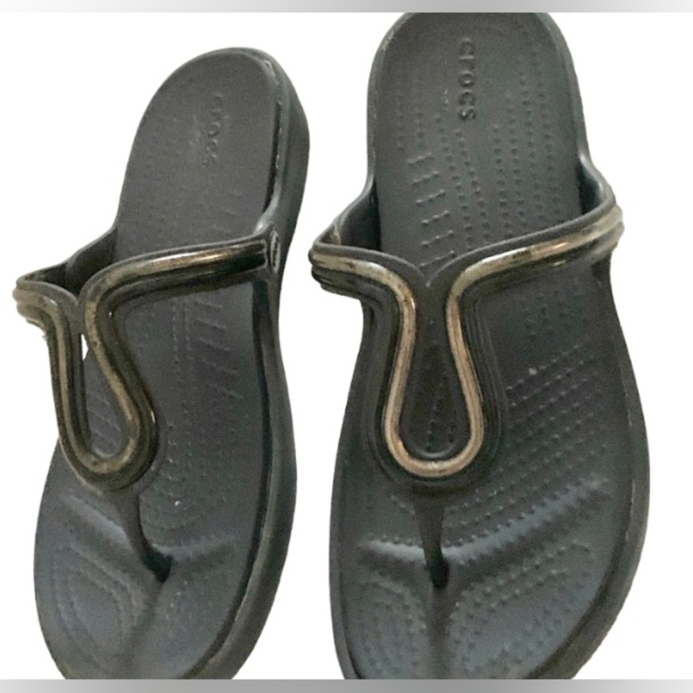 Crocs NAVY THONG SANDALS WOMENS SIZE 7